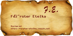 Fürster Etelka névjegykártya